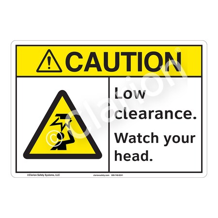 Caution Low Clearance Sign (F1172-)|Aluminum 18" X 12" with Corner Mounting Holes|ANSI Signs|Sign for Manufacturing, Warehouse, Plant, Construction Area